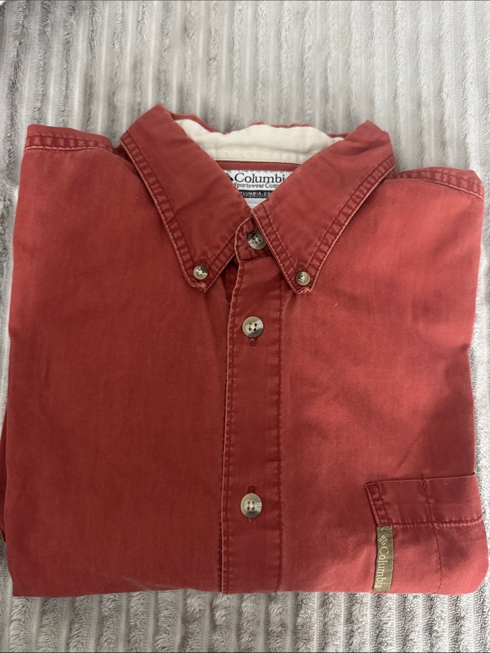 Columbia Men's Rust Red Button-Down Casual Shirt
